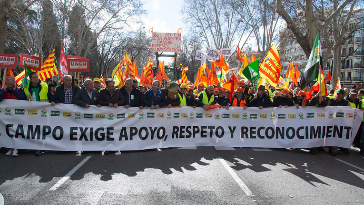 Columna de Tractores entrando en Madrid: Exigen cambios en política agraria y más ayudas.